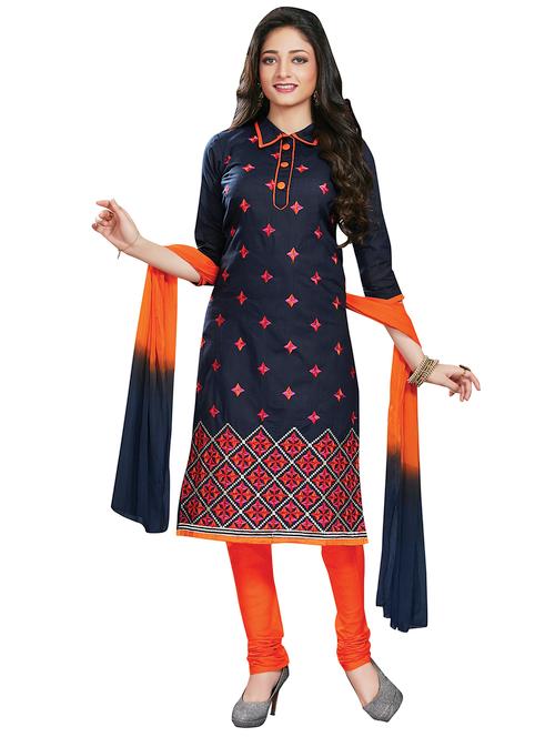 embroidered unstitched churidaar suit - 15589943 - Very Small Image - 1