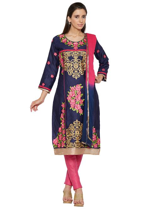 embroidered unstitched churidaar suit - 15590099 - Very Small Image - 1