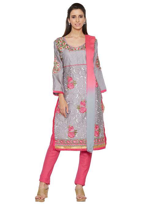 embroidered unstitched churidaar suit - 15590101 - Very Small Image - 1