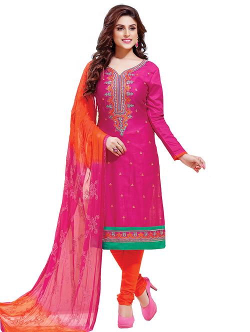 embroidered unstitched churidaar suit - 15590121 - Very Small Image - 1