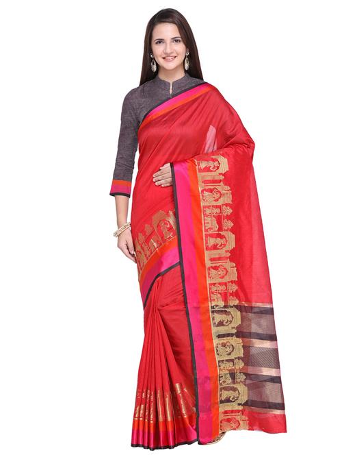 zari bordered tussar saree with blouse - 15590187 - Very Small Image - 1