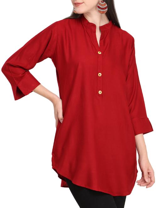 mandarin neck button detail tunic - 15590282 - Very Small Image - 1