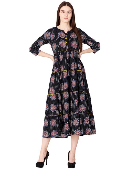 printed tiered printed kurta - 15590825 - Very Small Image - 1