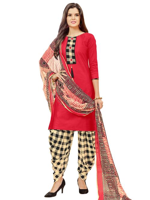 checker unstitched patiyala suit - 15590858 - Very Small Image - 1