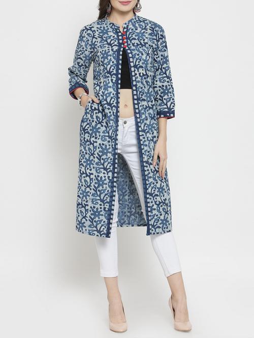 indigo printed jacket - 15590997 - Very Small Image - 1