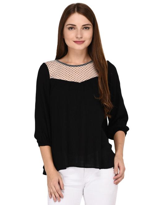 keyhole back contrast yoke top - 15591371 - Very Small Image - 1