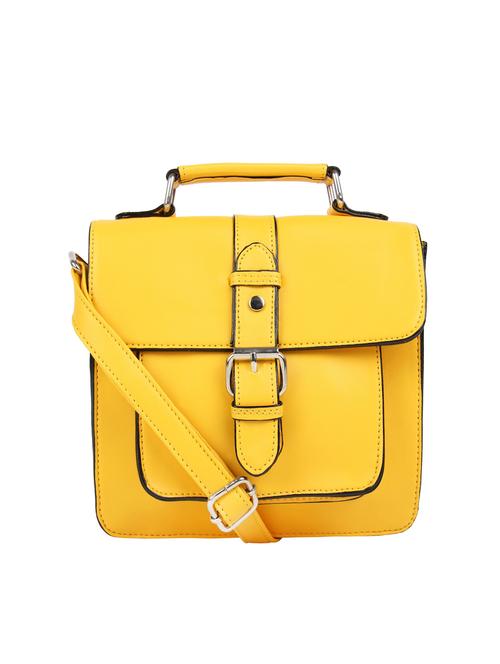 yellow leatherette (pu) sling bag - 15591477 - Very Small Image - 1