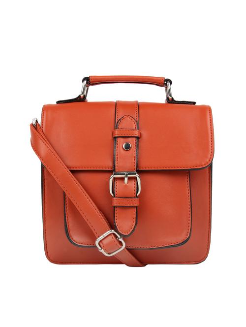 orange leatherette (pu) sling bag - 15591478 - Very Small Image - 1