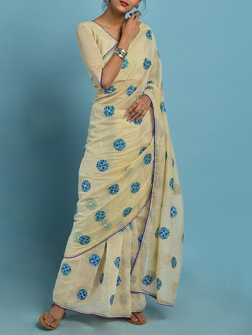 floral embroidered chanderi saree - 15591557 - Very Small Image - 1