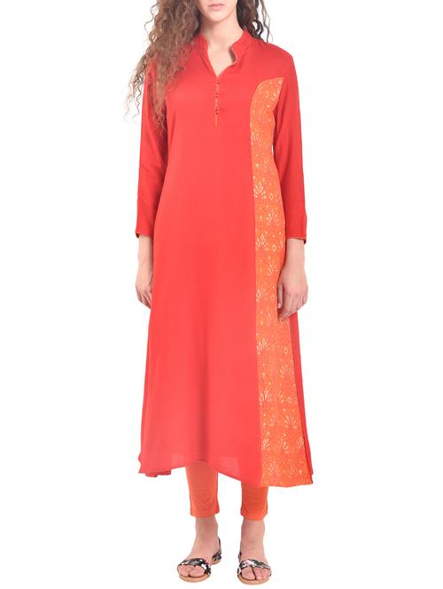 a-line piping panel kurta - 15601505 - Very Small Image - 1