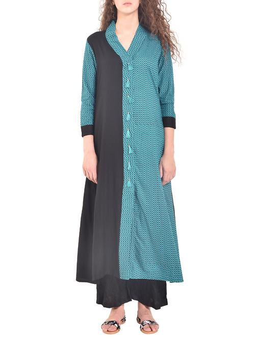 chevron a-line kurta with tassels - 15601512 - Very Small Image - 1