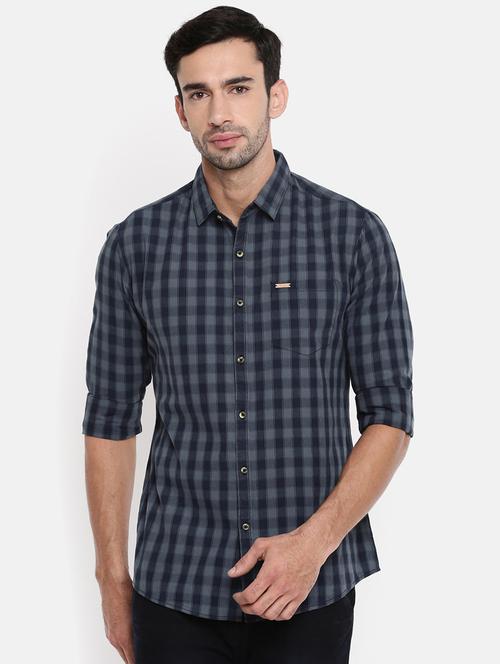blue cotton casual shirt - 15601688 - Very Small Image - 1