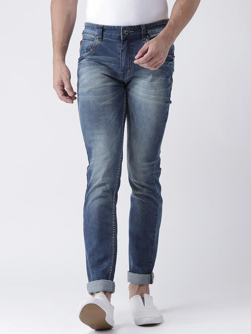 blue cotton blend washed jeans - 15602219 - Very Small Image - 1