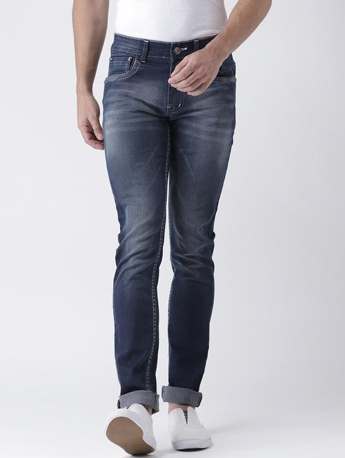 blue cotton blend washed jeans - 15602221 - Very Small Image - 1
