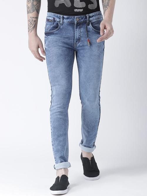 blue cotton blend washed jeans - 15603717 - Very Small Image - 1