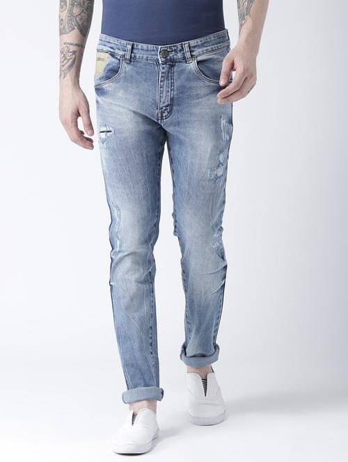 blue cotton blend ripped jeans - 15603721 - Very Small Image - 1