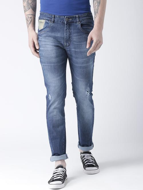 blue cotton blend washed jeans - 15603777 - Very Small Image - 1