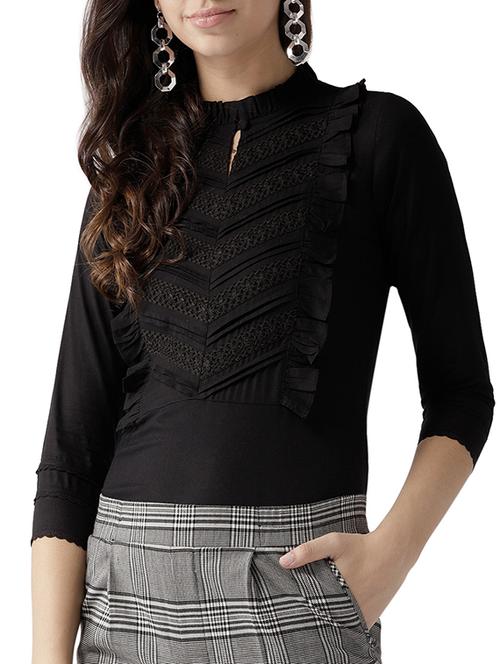 frill lace detail yoke top - 15603986 - Very Small Image - 1