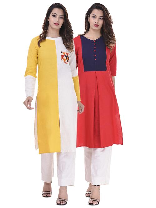 multi colored combos kurta - 15604026 - Very Small Image - 1