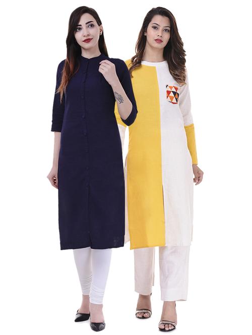 multi colored combos kurta - 15604031 - Very Small Image - 1