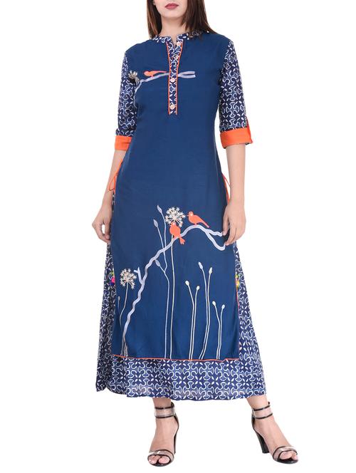 embroidered layered kurta - 15604157 - Very Small Image - 1