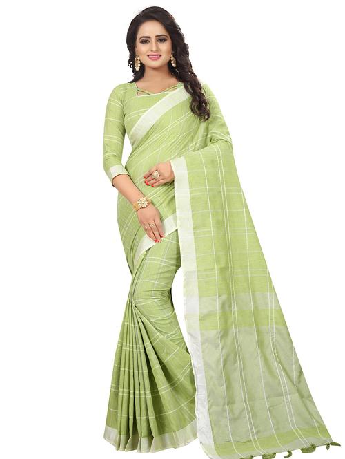 checkered woven saree with blouse - 15604205 - Very Small Image - 1