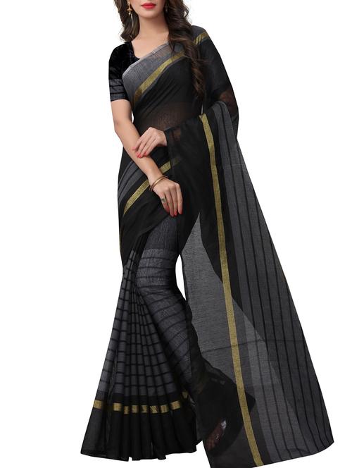smoke grey zari bordered saree with blouse - 15604219 - Very Small Image - 1
