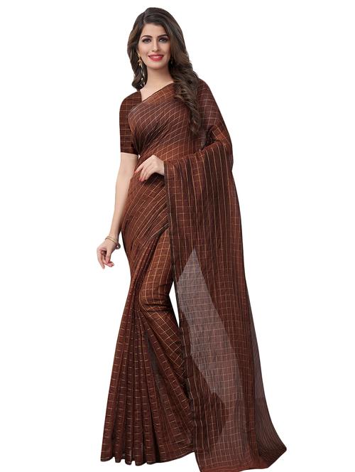 checkered kota cotton saree with blouse - 15604230 - Very Small Image - 1