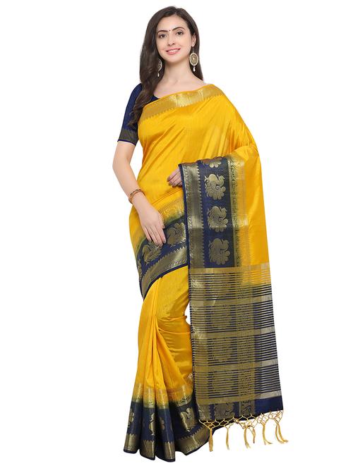 zari conversational bordered saree with blouse - 15604236 - Very Small Image - 1