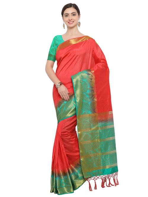 zari conversational bordered saree with blouse - 15604246 - Very Small Image - 1