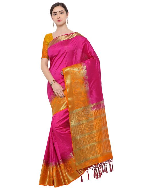 zari conversational bordered saree with blouse - 15604247 - Very Small Image - 1