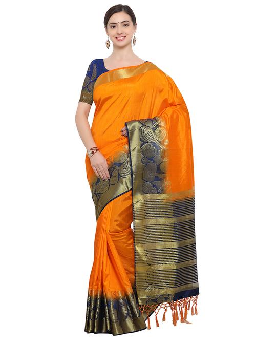 zari conversational bordered saree with blouse - 15604248 - Very Small Image - 1