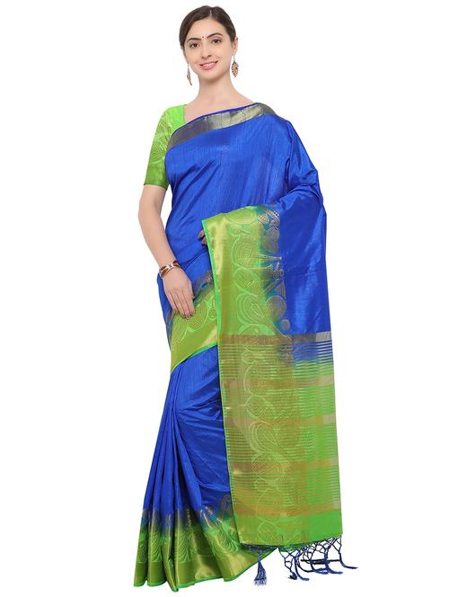 zari conversational bordered saree with blouse - 15604250 - Very Small Image - 1