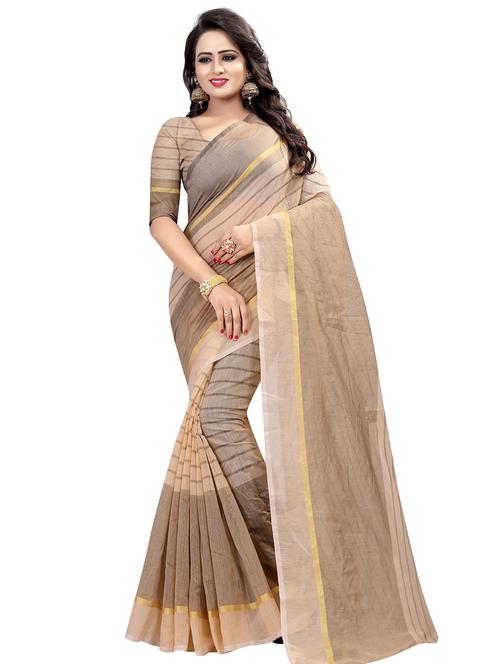 stripes kota cotton saree with blouse - 15604257 - Very Small Image - 1