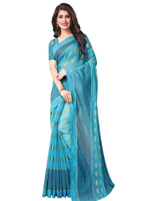 zari geometrical woven saree with blouse - 15604259 - Very Small Image - 1