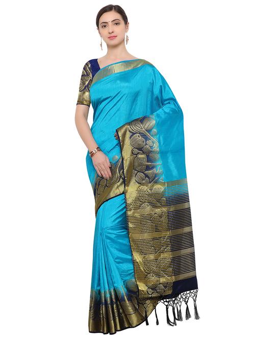 zari conversational bordered saree with blouse - 15604263 - Very Small Image - 1