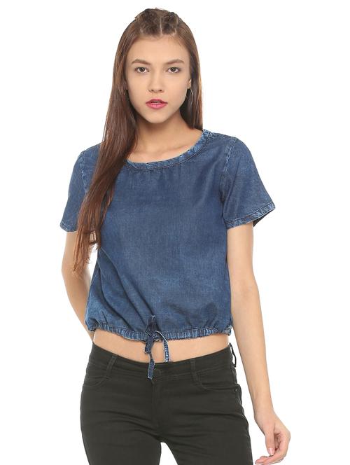 drawstring waist crop top - 15604515 - Very Small Image - 1