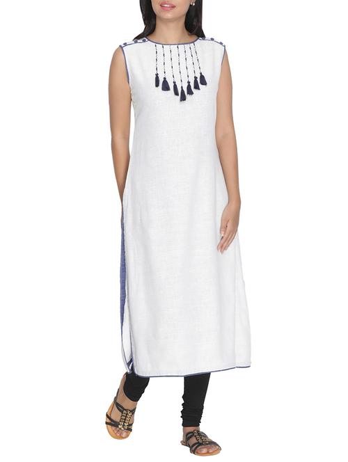 embroidered straight kurta with tassels - 15604672 - Very Small Image - 1