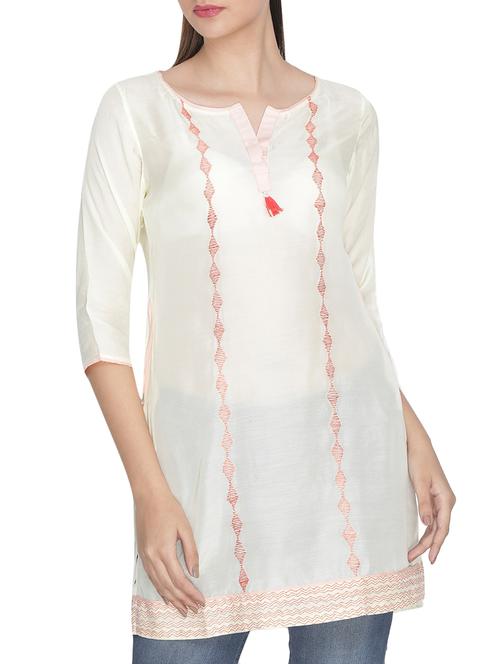embroidered silk straight kurti - 15604695 - Very Small Image - 1
