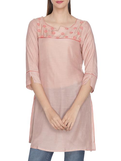 embroidered silk straight kurti - 15604697 - Very Small Image - 1