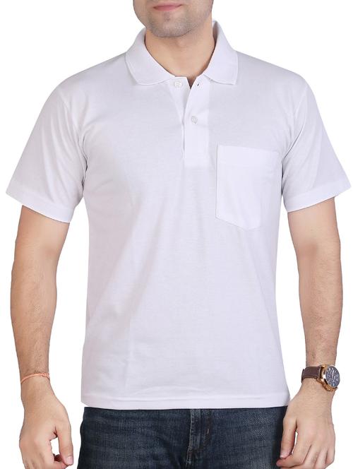 white cotton blend pocket t-shirt - 15604765 - Very Small Image - 1