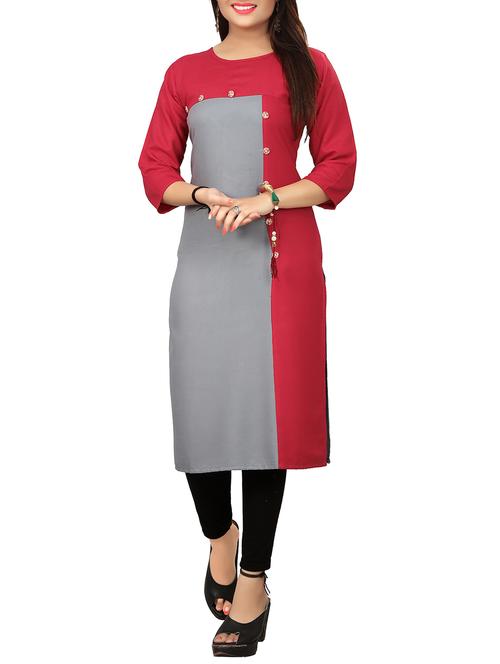 color block straight kurta - 15604843 - Very Small Image - 1