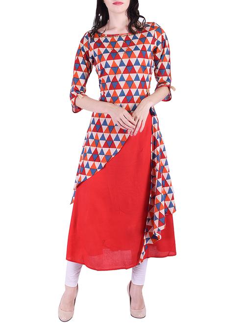 layered geometrical kurta - 15605410 - Very Small Image - 1
