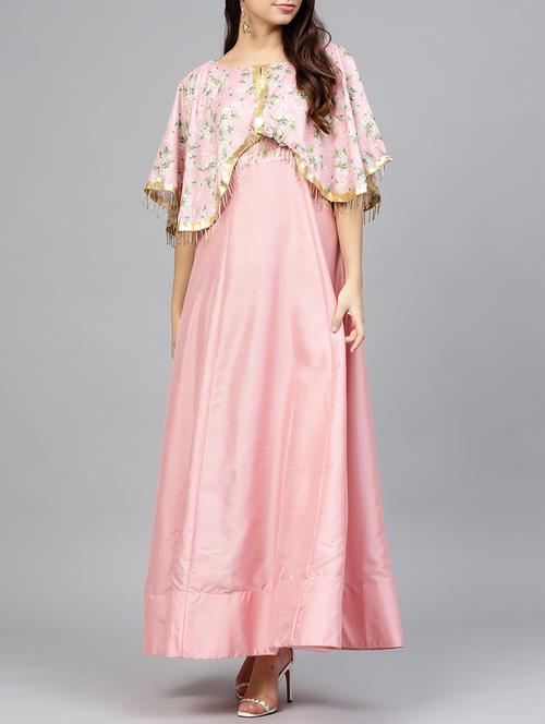 a-line printed kurta with cape - 15605700 - Very Small Image - 1