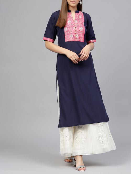 foil printed straight kurta - 15605708 - Very Small Image - 1