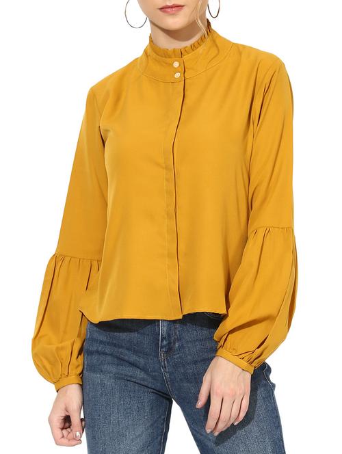 frill trim concealed placket top - 15605842 - Very Small Image - 1