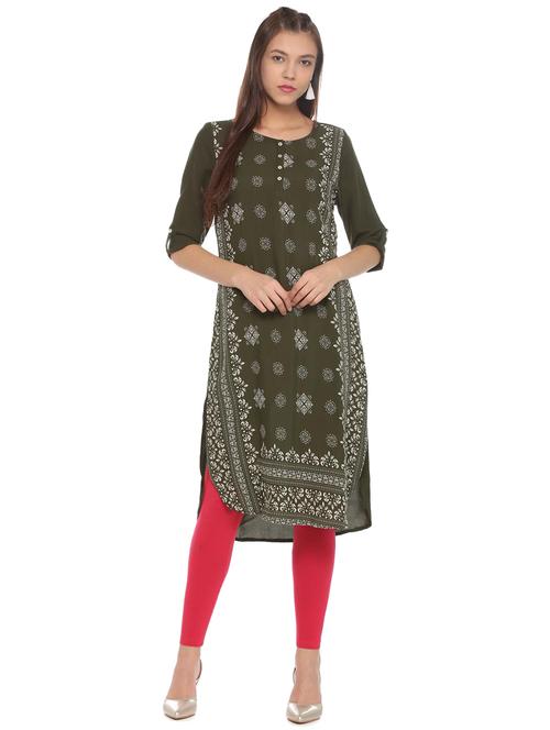 printed straight kurta - 15606034 - Very Small Image - 1