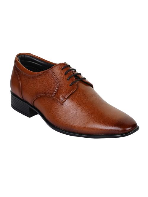 tan leatherette lace-up derbys - 15606308 - Very Small Image - 1