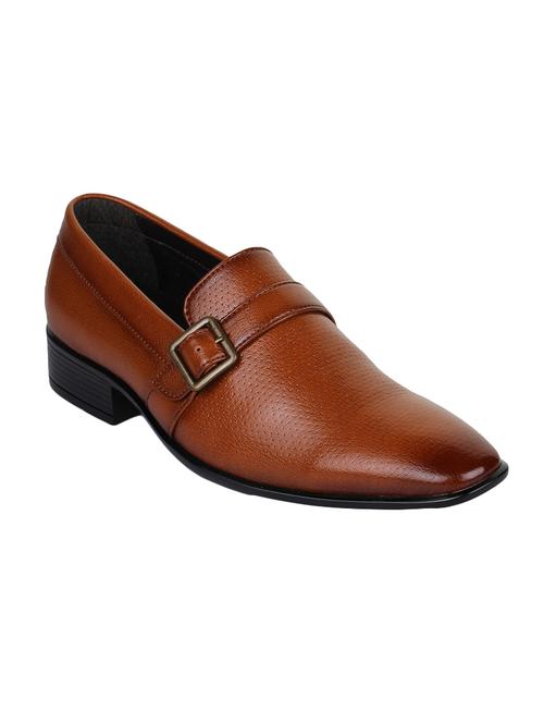tan leatherette slip on monk straps - 15606315 - Very Small Image - 1