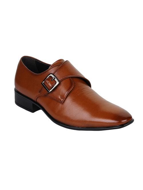 tan leatherette slip on monk straps - 15606317 - Very Small Image - 1